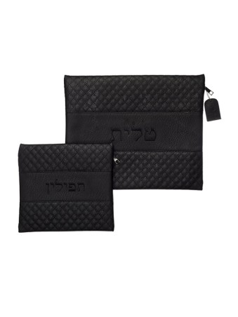 סט תיקי טלית ותפילין דמוי עור Bl... | תיקי טלית ותפילין